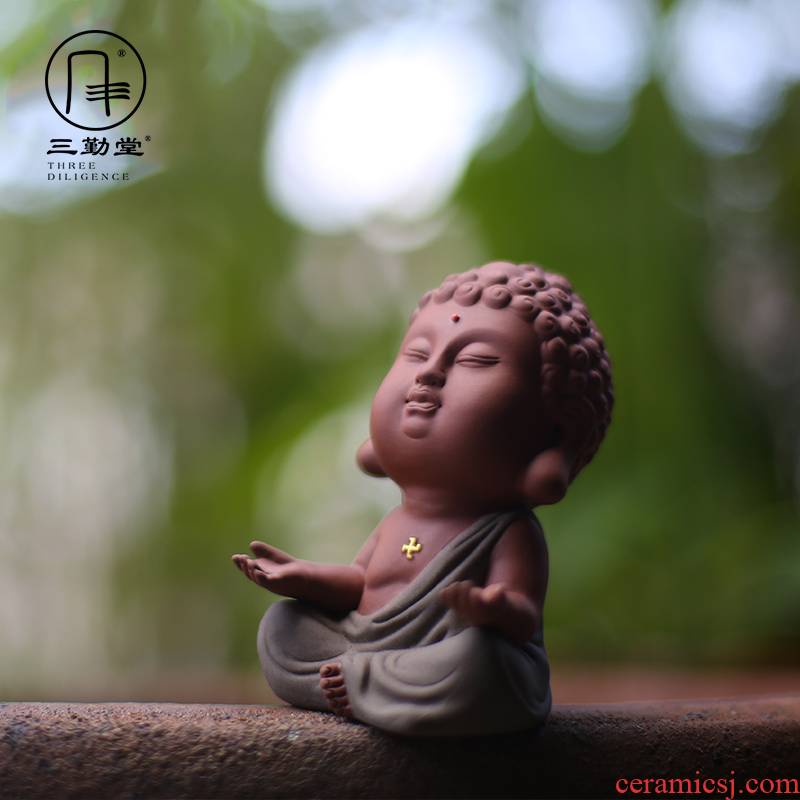 The three regular purple sand tea pet can keep purple sand tea tea art furnishing articles, o tang small Buddha Buddha bodhisattva S06008