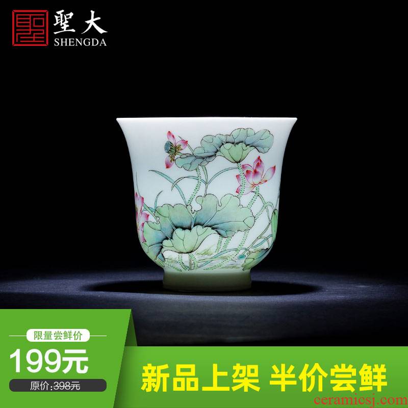 St the ceramic kung fu tea master cup sample tea cup jingdezhen manual pure hand draw pastel lotus tea cup