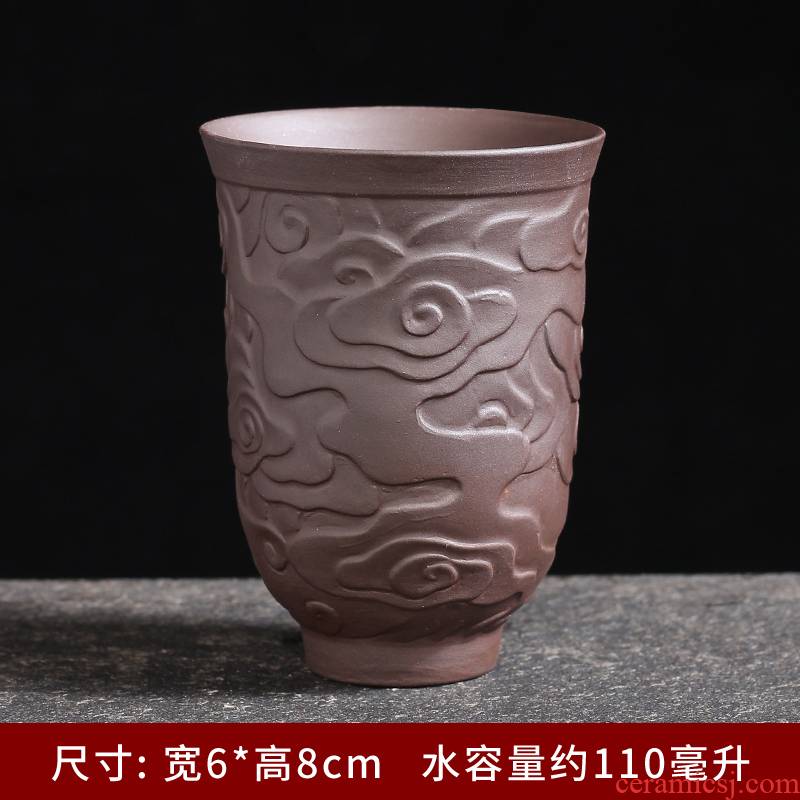 Purple sand cup ceramic masters cup single CPU heart sutra kung fu tea cups violet arenaceous suet jade white porcelain cup sample tea cup individuals