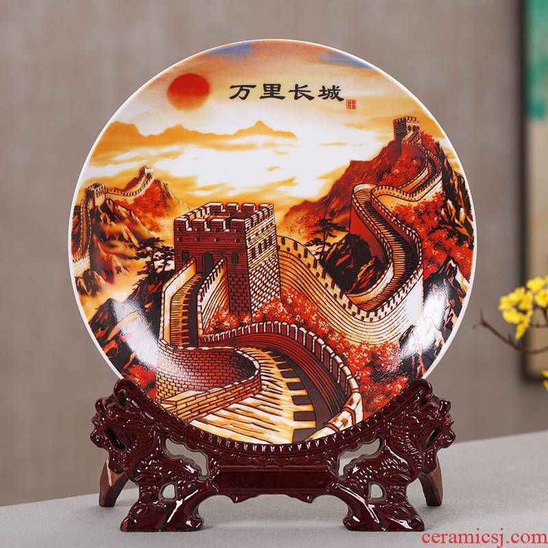 Hang dish of jingdezhen ceramics decoration plate Chinese wine rich ancient frame home decoration handicraft furnishing articles sitting room