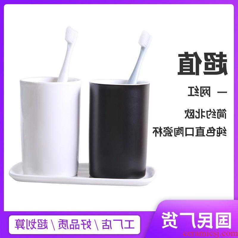 Brush your teeth in the kitchen ceramic cup for wash gargle cup gargle suit household glass office glass can be customized advertising l ogo