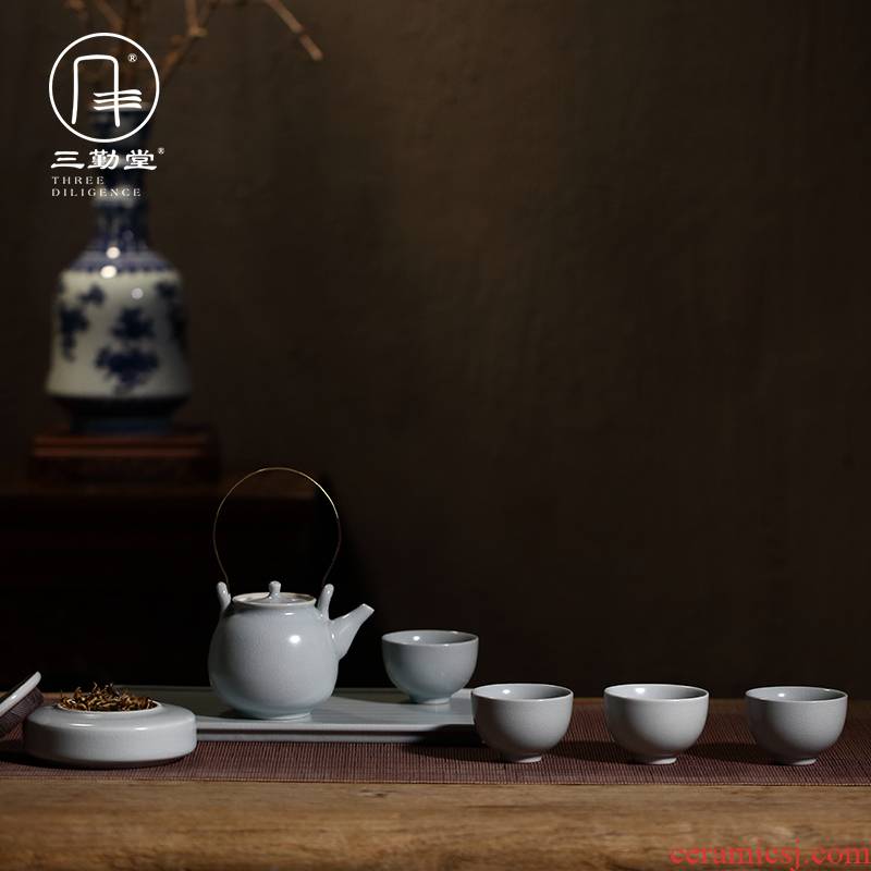 Kung fu tea set three frequently hall jingdezhen teapot teacup small tea table of a complete set of household ST1026 your up with ceramics