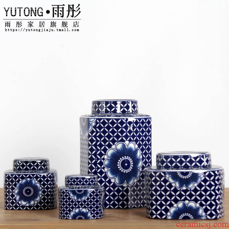 Jingdezhen ceramic storage tank sifang canister to candy jar home decoration vase sitting room place between example