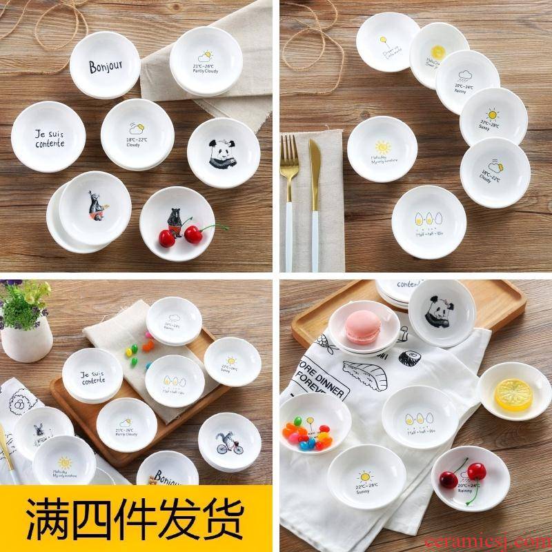 Contracted with small small plate ceramic disc flavour dish meal white household cartoon melon pickled food dish meal in the kitchen