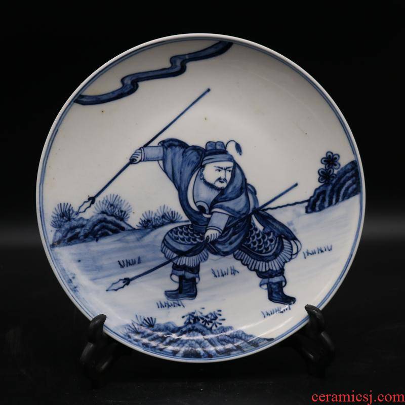 Archaize jingdezhen blue and white war characters of the reign of emperor kangxi dish hand - made porcelain household of Chinese style furnishing articles antique collection