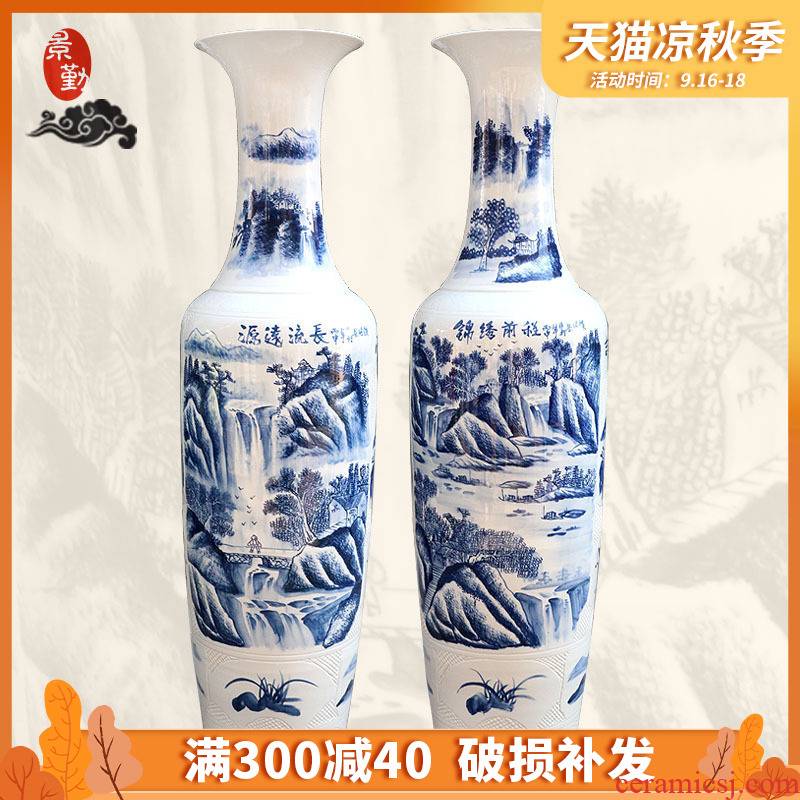 226 jingdezhen porcelain has a long history in the bright future of large blue and white porcelain vase hotel furnishing articles in the living room