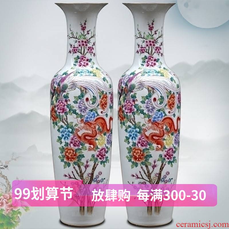 Hand - made in extremely good fortune to the ground flower arranging large vases, jingdezhen ceramic furnishing articles of modern Chinese style household living room decoration