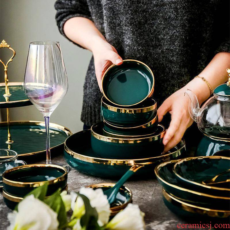 Nordic light green key-2 luxury grandmother up phnom penh dish dish home deep dish dish dish ceramic plate dishes