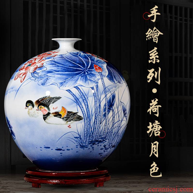 The Master of jingdezhen ceramic hand - made vases yuanyang flower arranging new Chinese style living room home TV ark, handicraft furnishing articles