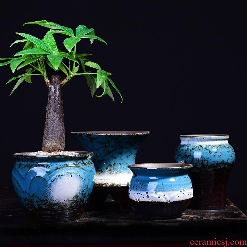 Variable temmoku creative flowerpot ceramic green plant large fortune bonsai tree asparagus fleshy flowerpot bonsai pot restoring ancient ways