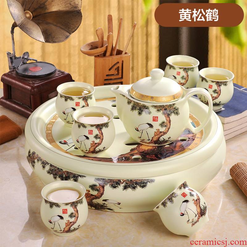 "Touch the floor clearance" jingdezhen ceramic tea set of a complete set of a suit of household teapot kung fu tea cups tea tray