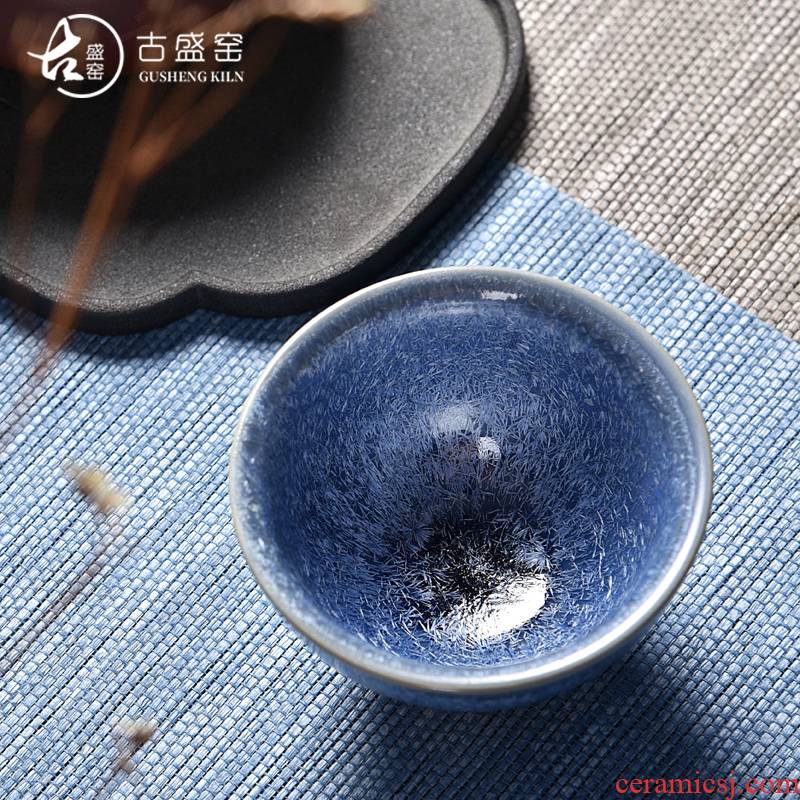 Ancient sheng up new gift boxes temmoku glaze ceramic colorful crystal cup four seasons obsidian variable snowflakes masters cup