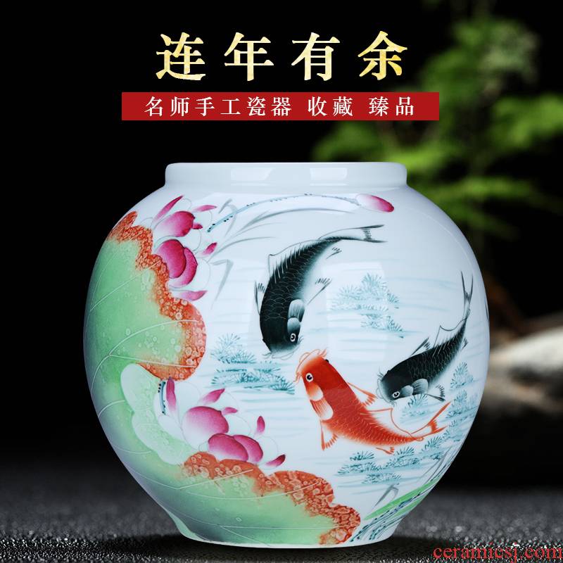 Jingdezhen porcelain lotus more years Chinese checking porcelain vase sitting room desktop flower arranging the study calligraphy and painting cylinder furnishing articles