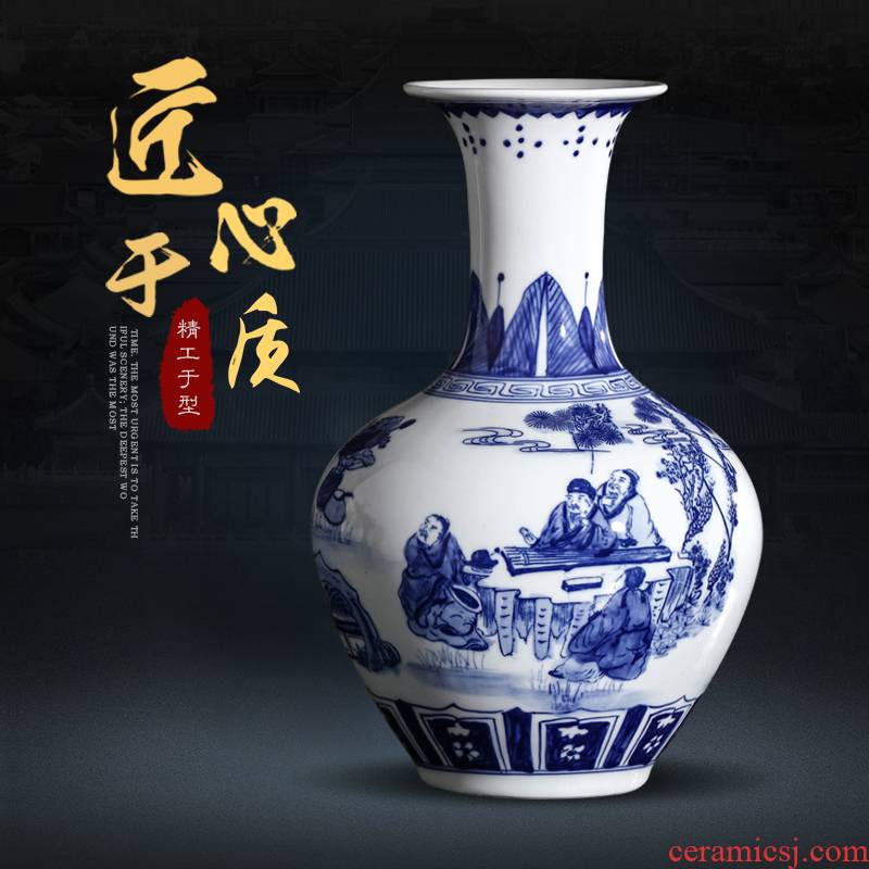 Jingdezhen blue and white porcelain vase furnishing articles archaize sitting room of Chinese style household ceramics rich ancient frame wine accessories