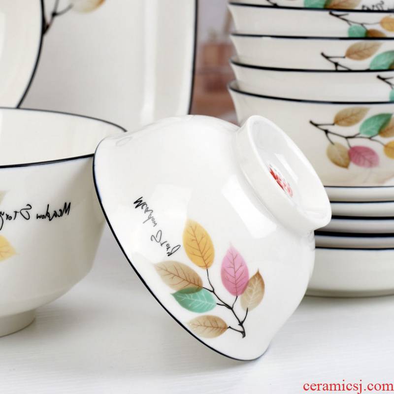 The kitchen of 10 jobs household hot small ceramic bowl fresh Chinese style 4.6 inches for job suits for The tableware