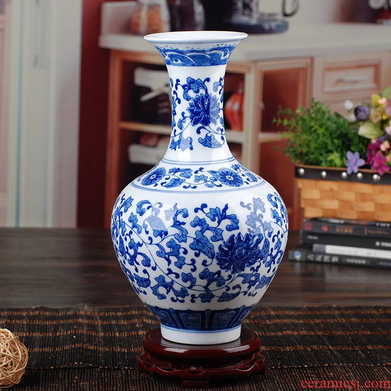 231 jingdezhen ceramic antique blue and white porcelain vases, modern home furnishing articles sitting room adornment handicraft
