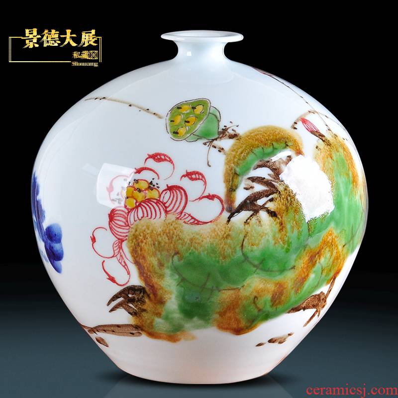Jingdezhen ceramic floret bottle antique hand - made ball of blue and white porcelain arts and crafts home wine sitting room adornment is placed