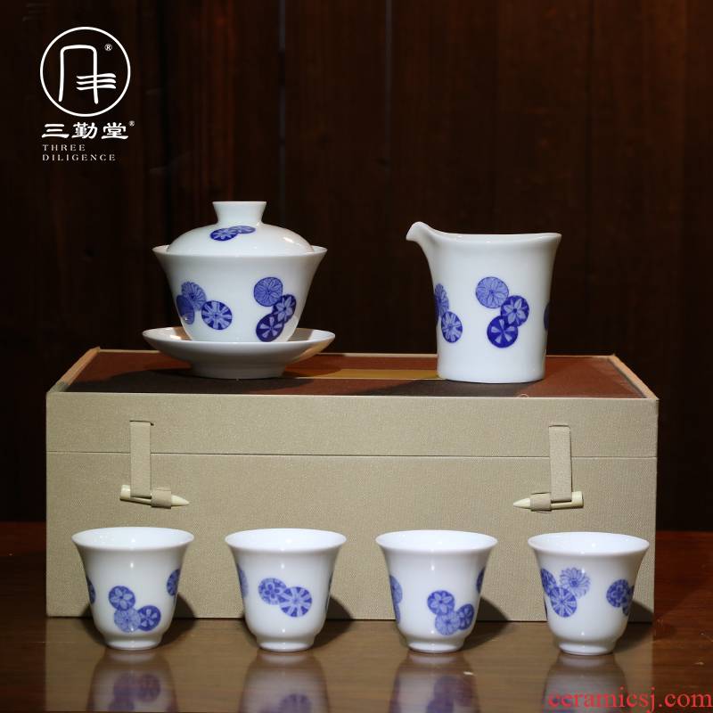 Hand - made porcelain tea set three frequently hall jingdezhen ceramic household gift S13005 tureen the whole trip