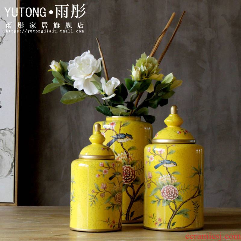 American country process hand - made painting of flowers and ceramic pot furnishing articles furnishing articles home decoration example room