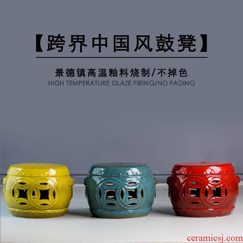 Jingdezhen high temperature ceramic drum who in shoes who low who up home sitting room adornment bedroom dresser furnishing articles