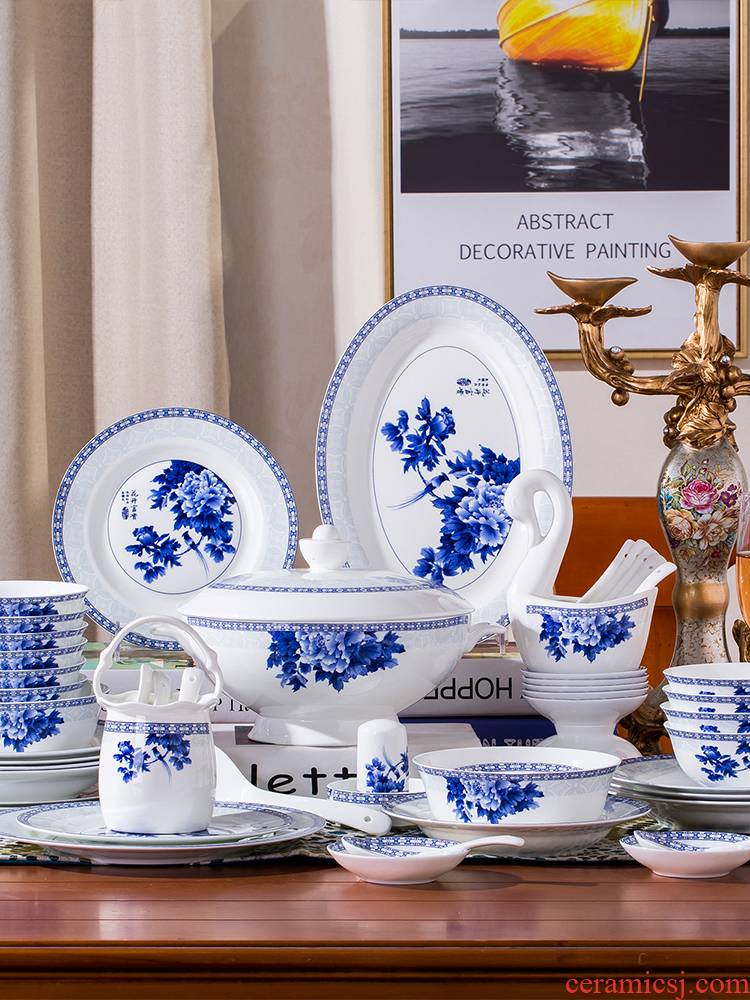 Blue and white porcelain tableware suit home dishes dishes suit contracted ipads porcelain of jingdezhen ceramic combination of Chinese style of eating the food