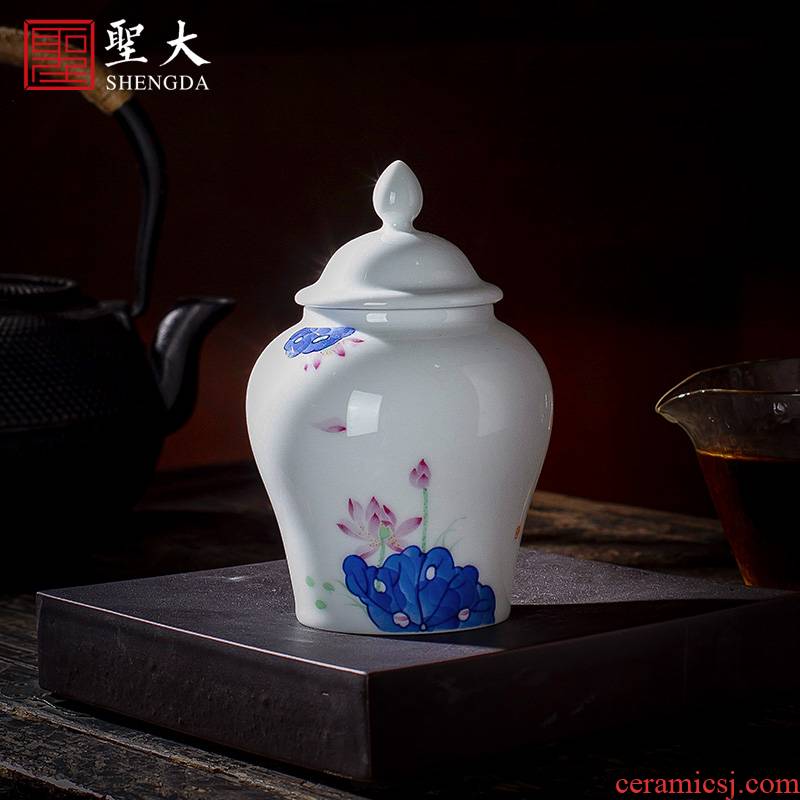 Holy big ceramic tea pot hand - made storage POTS manual jingdezhen blue and white color bucket lotus kung fu tea accessories