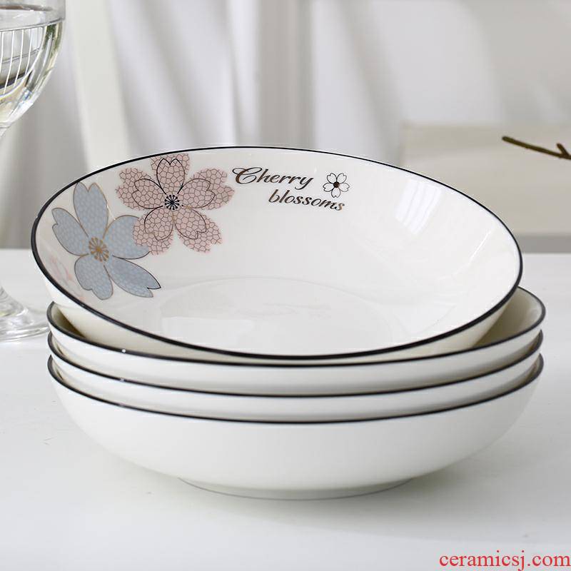 Disc plate suit household food dish ceramic plate 6/4 FanPan European square plate thickening more deepen plate