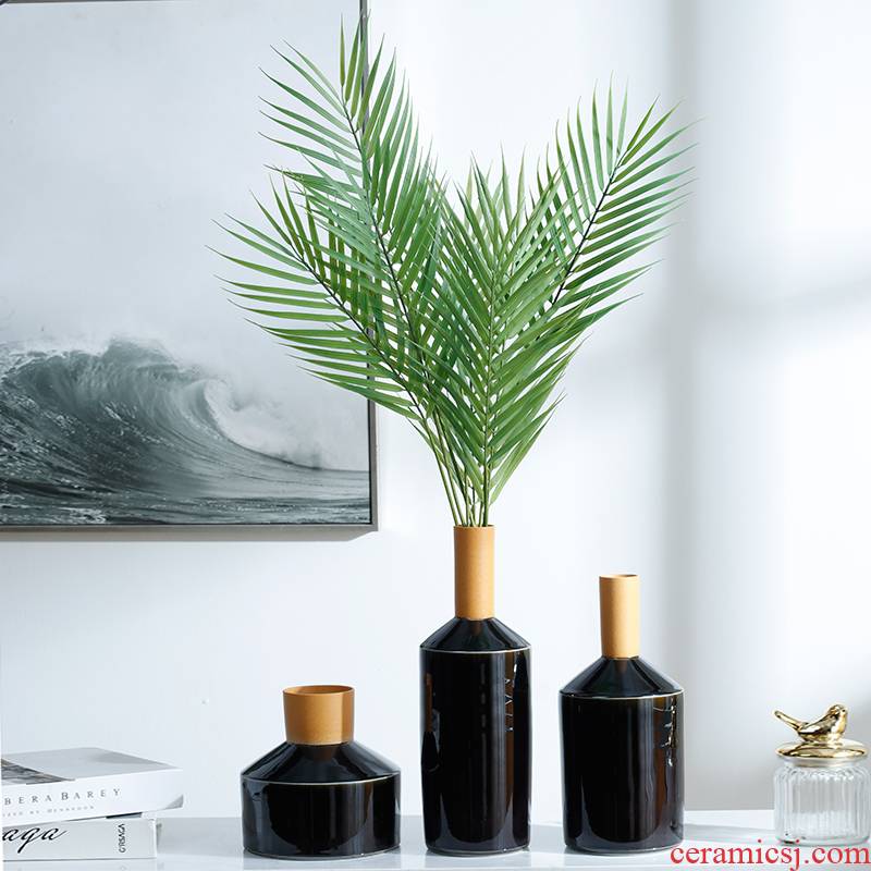 Creative vase furnishing articles table flower arranging contracted sitting room porch TV cabinet ceramic decorative flower implement light key-2 luxury bottles of fresh flowers