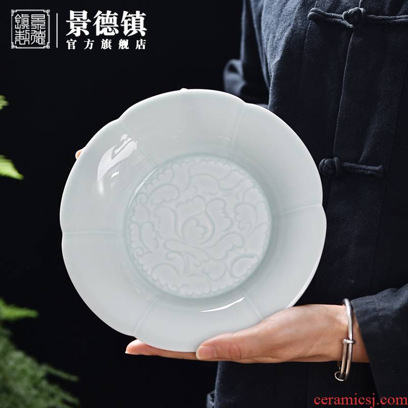 Jingdezhen flagship store shadow oolong tea tray daily household ceramics kwai expressions using pot pot of retainer tray of tea accessories individual