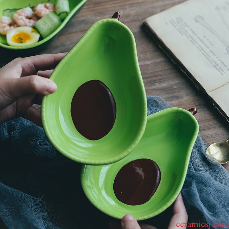 The Nordic idea but avocado ceramic bowl of fruit salad bowl snack plate children eat dessert bowl bowl web celebrity tableware