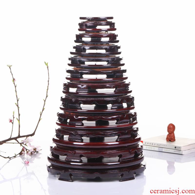 Jingdezhen ceramic vases, wooden base tank base tray rotation