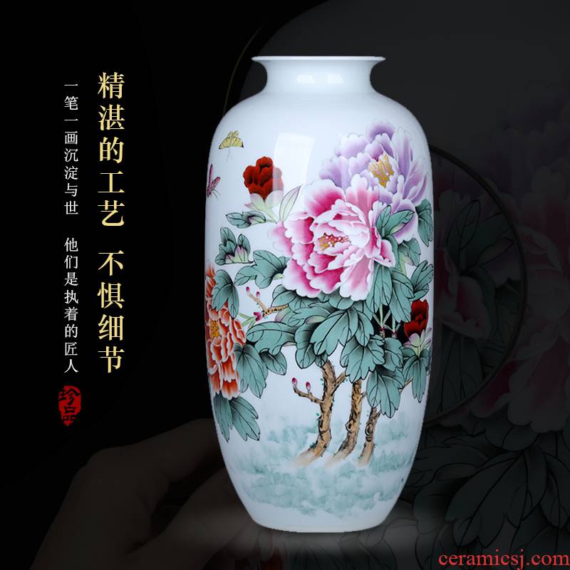 Hand - made ceramic vase peony furnishing articles 50 cm high com.lowagie.text.paragraph large living room TV cabinet type decorative flower vases