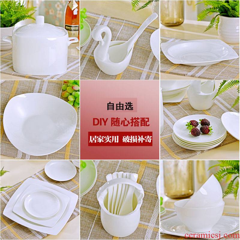 Jingdezhen ceramic tableware household jobs rainbow such as bowl of the big flat dishes chopsticks DIY combination suit western - style food plate