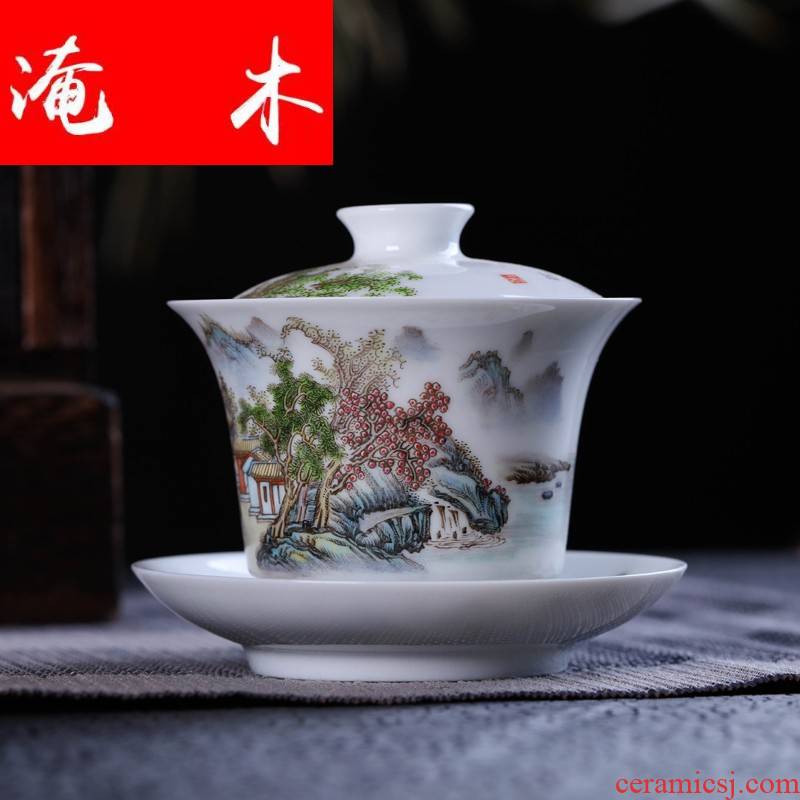 Submerged wood Jin Hongxia manual tureen tea exchanger with the ceramics jingdezhen porcelain tea set three cup hand - made famille rose bowl