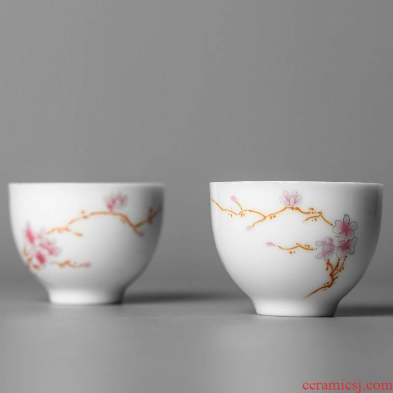 Master kung fu tea cup single cup pure manual jingdezhen porcelain sample tea cup single hand - made demand fragrance - smelling cup