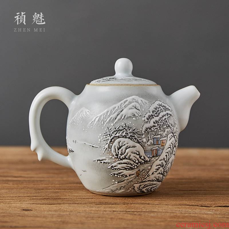 Shot incarnate the hand - made snow to open the slice your up with jingdezhen ceramic teapot kung fu tea set household filter teapot single pot