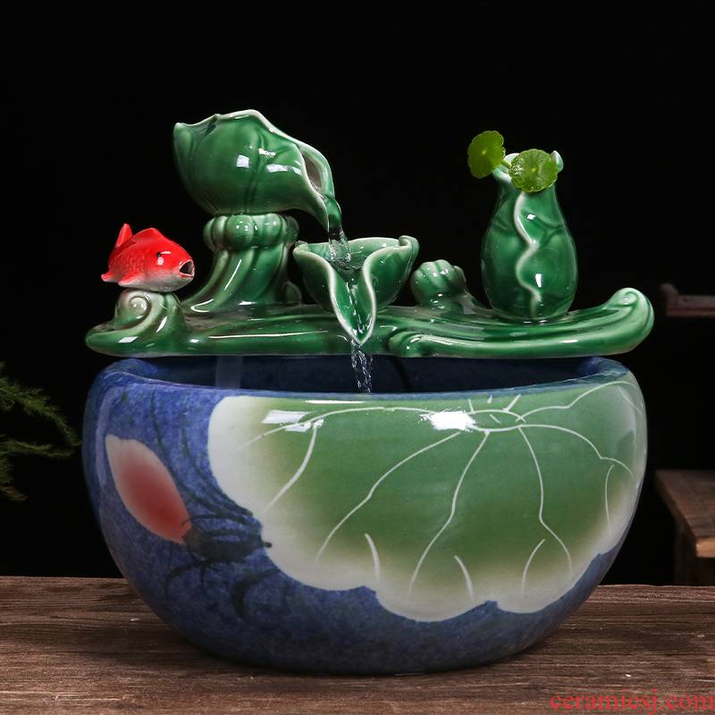 Jingdezhen ceramic water tank in plutus furnishing articles home sitting room humidifier tank accessories fish basin tortoise cylinder