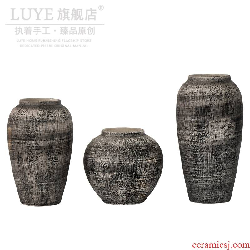 I4 restoring ancient ways of jingdezhen ceramic vases, dried flower earthenware jar furnishing articles sitting room do old coarse pot pottery decoration arranging flowers