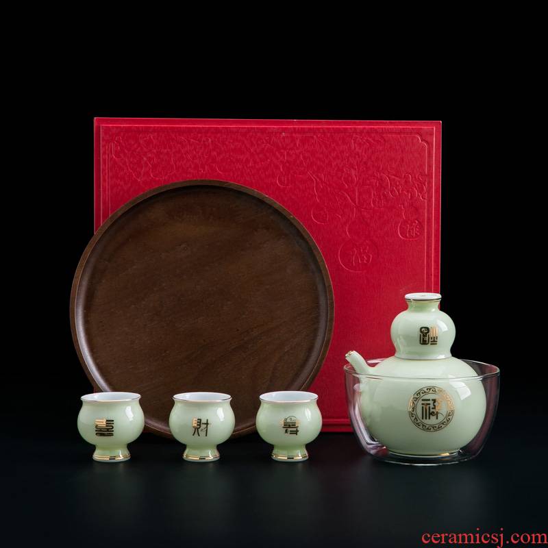 Jingdezhen ceramic wine pot liquor wine suits for Chinese wine glass temperature household gifts gift boxes with tray