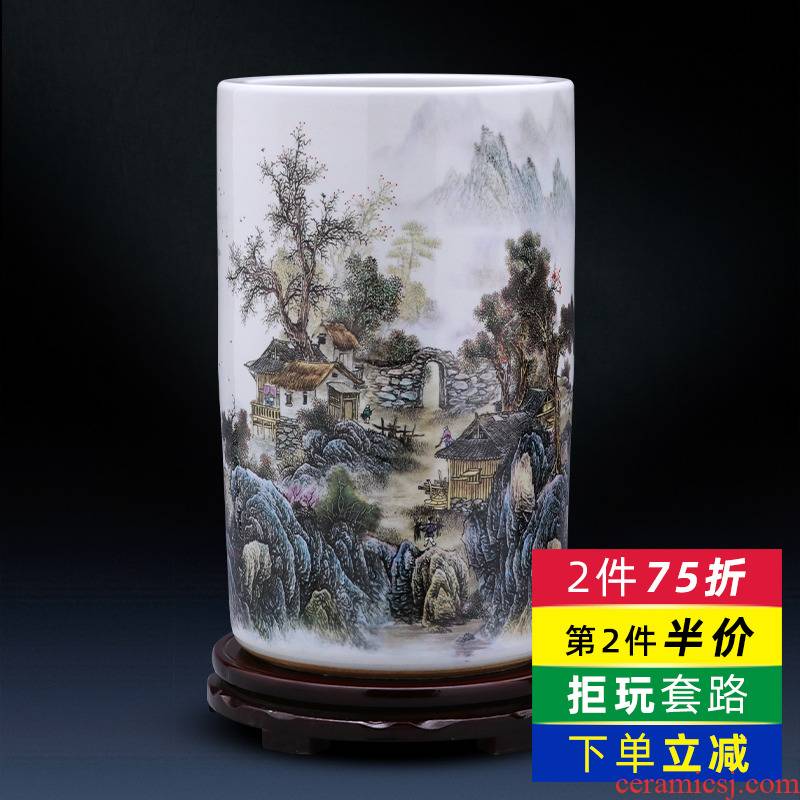 Jingdezhen ceramics vase furnishing articles calligraphy and painting scroll calligraphy and painting straight high ground large living room home decoration