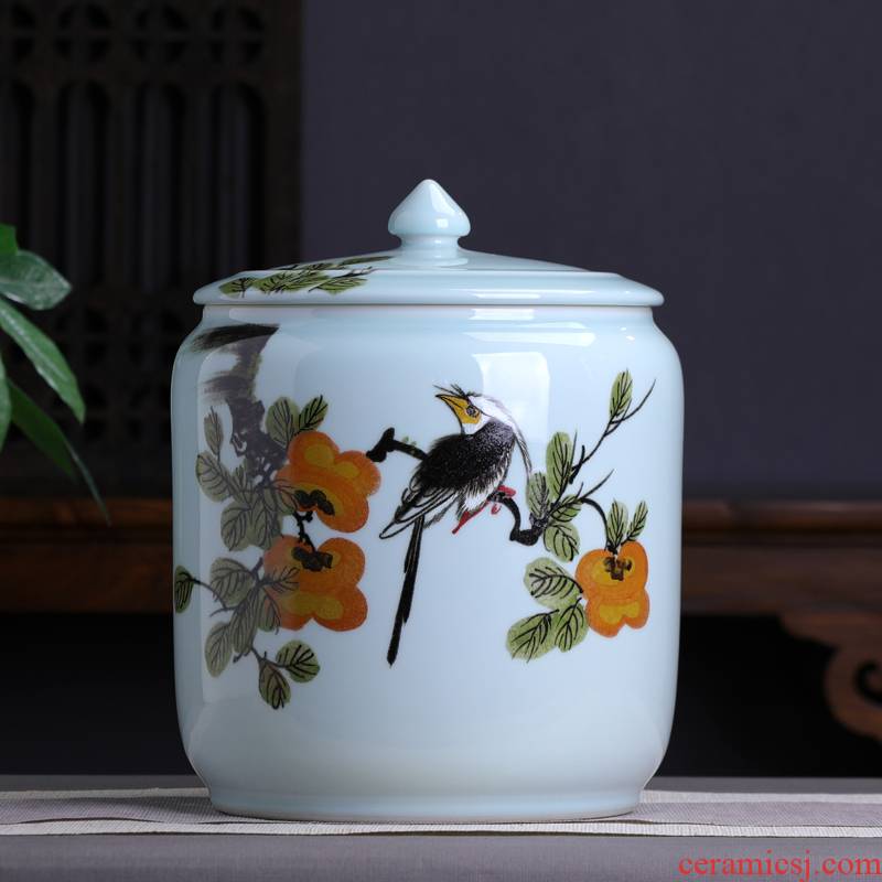 Hand - made big yards persimmon persimmon ruyi ceramic tea pot of tea cake storage tanks large household pu 'er tea urn wake POTS