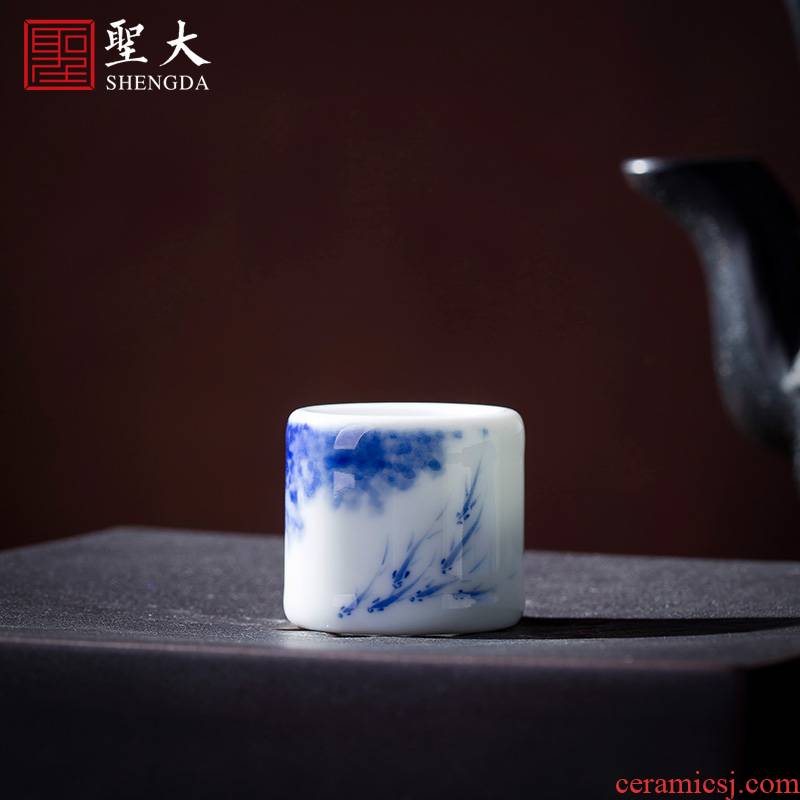 Holy big ceramic cover rear hand - made mackerel le GaiWanCha lid all hand jingdezhen kung fu tea accessories