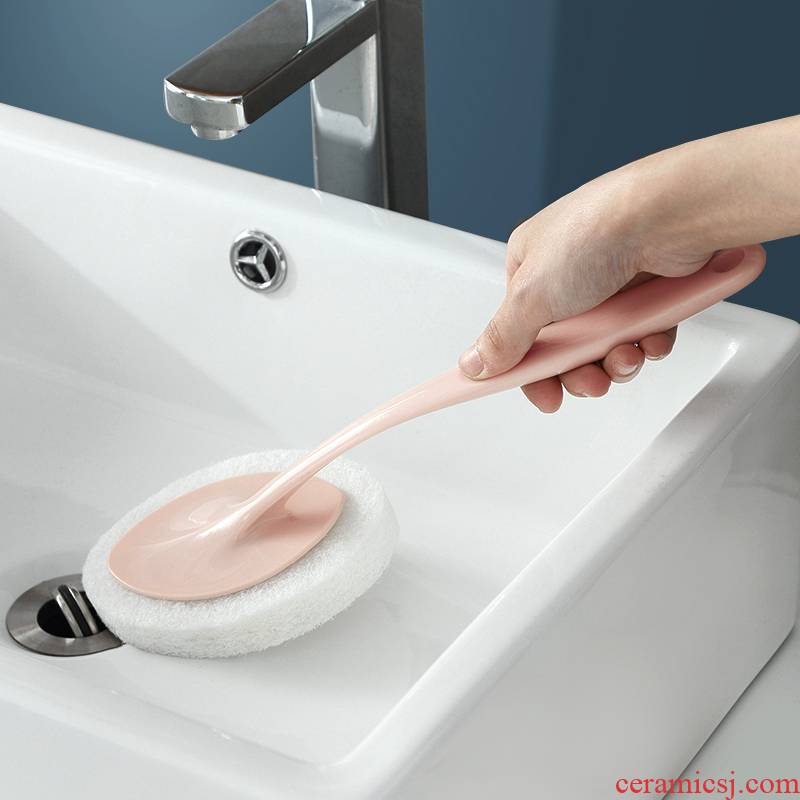 Bathroom long - handled brush brush wall clean bath sponge sponge brush brush the floor tile sponge microfiber cloth
