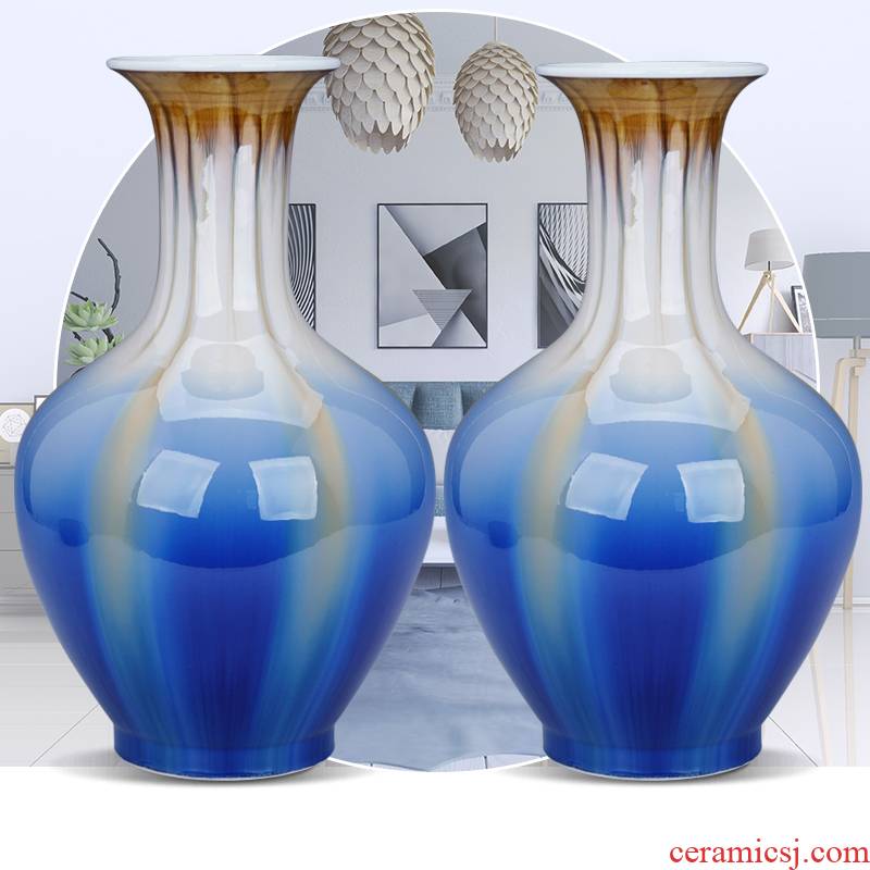 Jingdezhen ceramic dry flower vase furnishing articles contracted sitting room ark, American TV ark, creative decorative flower blue
