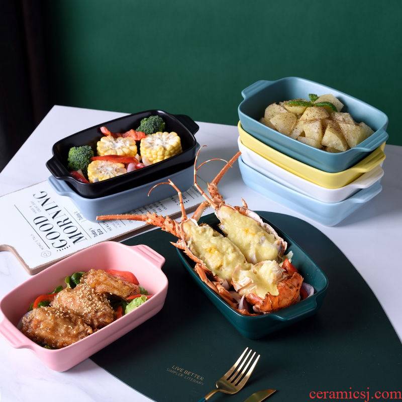 Ceramic tableware special baking oven microwave oven baked bread and butter roasted bowl home cheese dishes Chinese network red plate