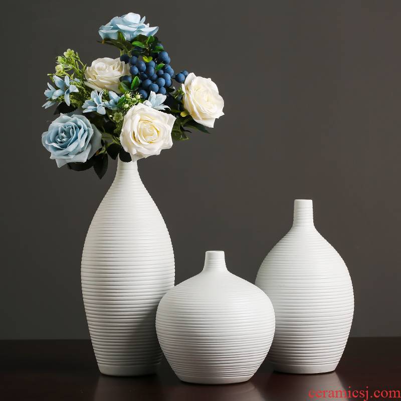 White ceramic vase furnishing articles modern creative simple Chinese flower arranging dried flowers sitting room home TV ark, adornment