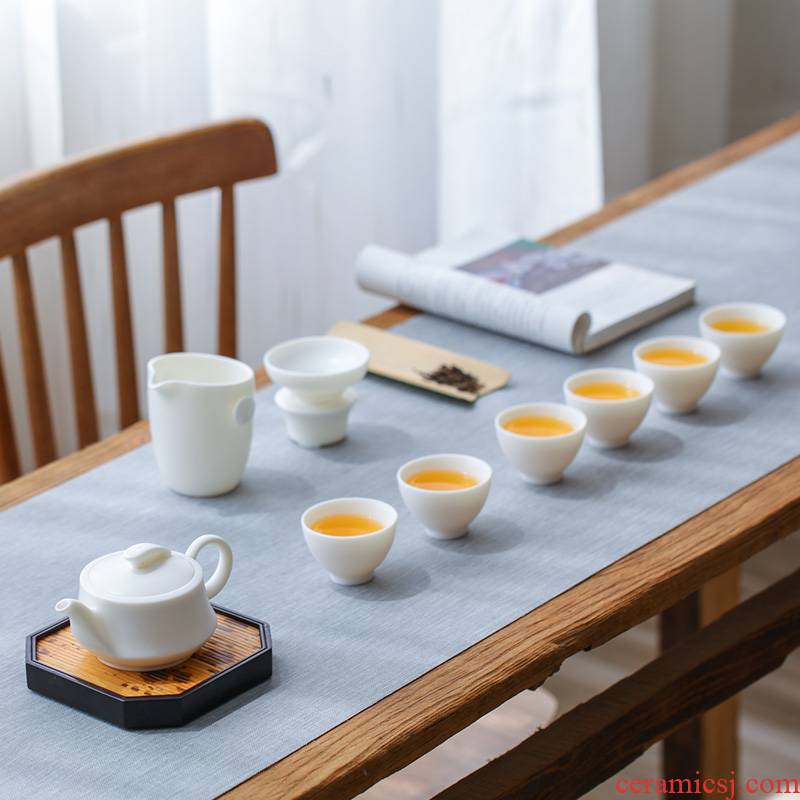 White porcelain touch the floor clearance 】 【 kung fu tea set home office teapot teacup of a complete set of gift boxes