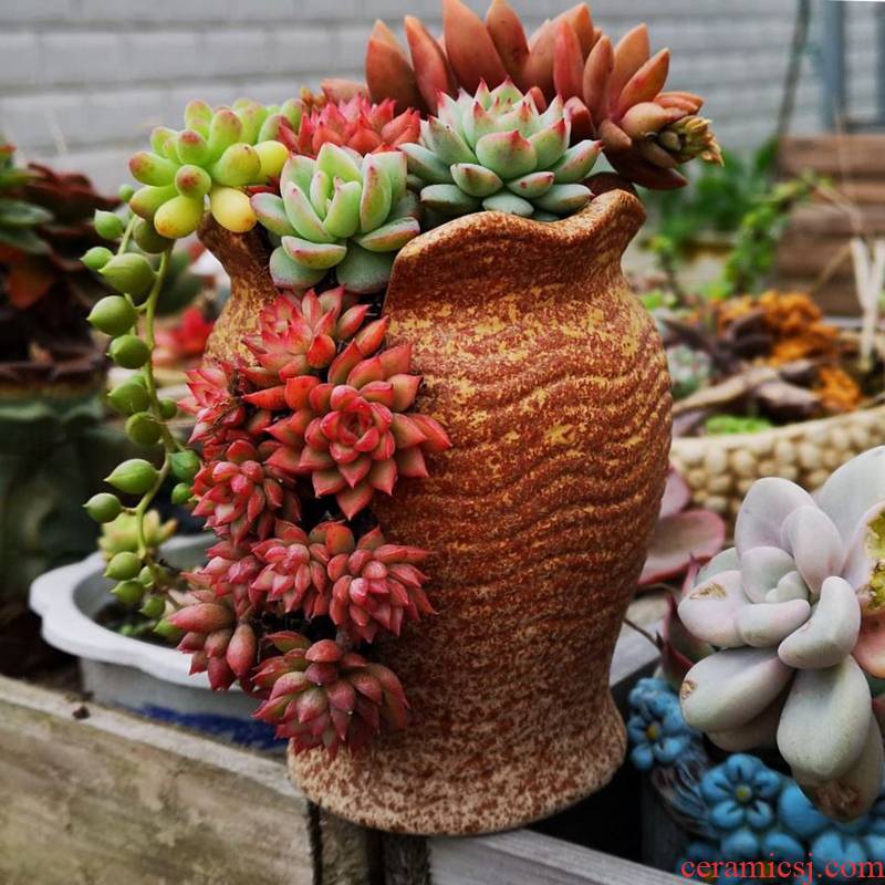 Cliff old running high restoring ancient ways of creative move, fleshy flowerpot gap control basin modelling ceramic green plant zhuang zi flowers