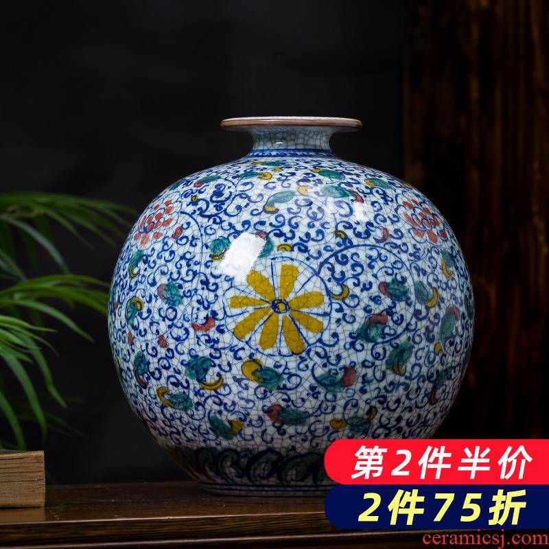 Jingdezhen porcelain hand archaize ceramic up vases, new Chinese style household living room TV ark adornment furnishing articles