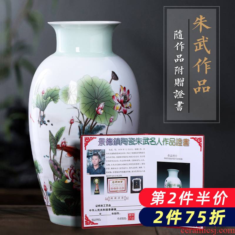 Jingdezhen porcelain ceramic famille rose flower arranging furnishing articles of new Chinese style household vase in the sitting room porch TV ark, adornment